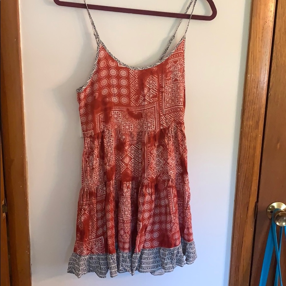 Red and Grey Babydoll Dress